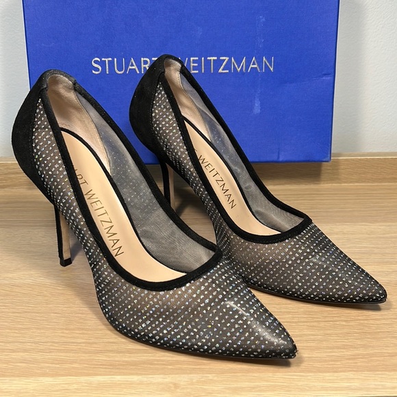 Stuart Weitzman Shoes - Worn twice Stuart Weitzman Tasha 100 mesh suede pointed sparkle heels 8.5 box